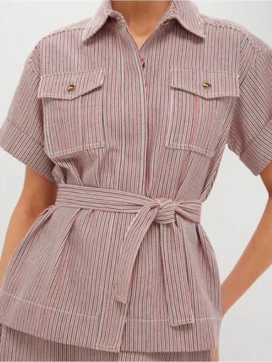 Tuckernuck Tops - Tuckernuck Ava Striped Belted Top